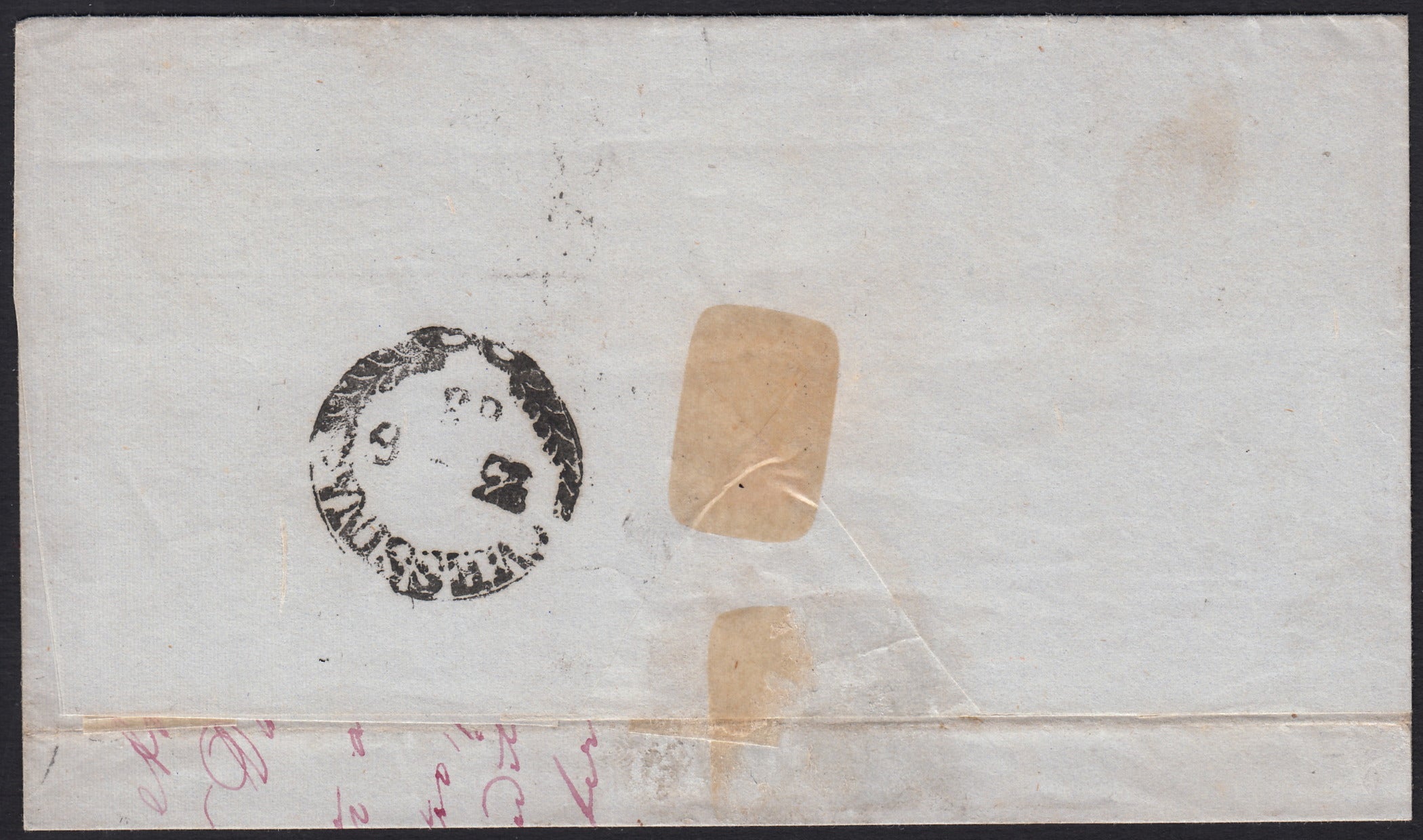 BA25_366 - 1863 Lettera da Napoli (Porto) a Messina 22/6/63 con c.40 rosa vermiglio rara tariffa (16F).