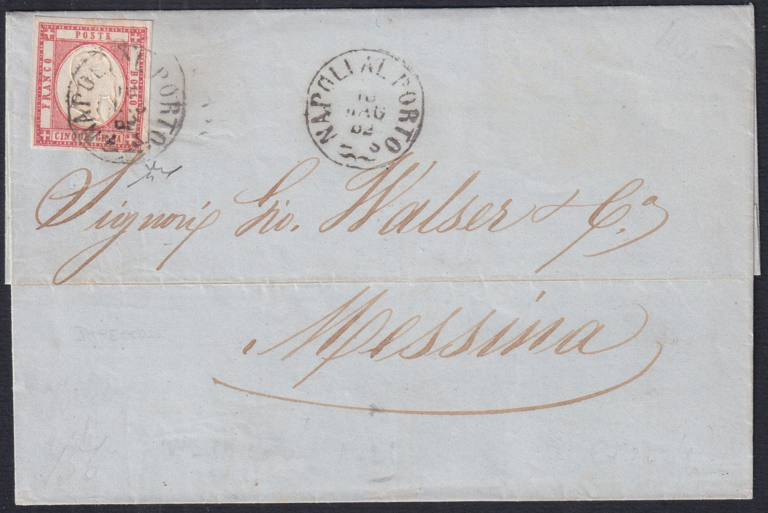 1861 - 1 black grain, copy with triple effigy, new with original rubber (19 AD). Cardillo certificate.