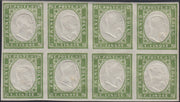 BA25_485 - 1863 - IV emissione c. 5 verde chiaro smorto IV composizione blocco di 8 nuovo con gomma integra (13Eb)