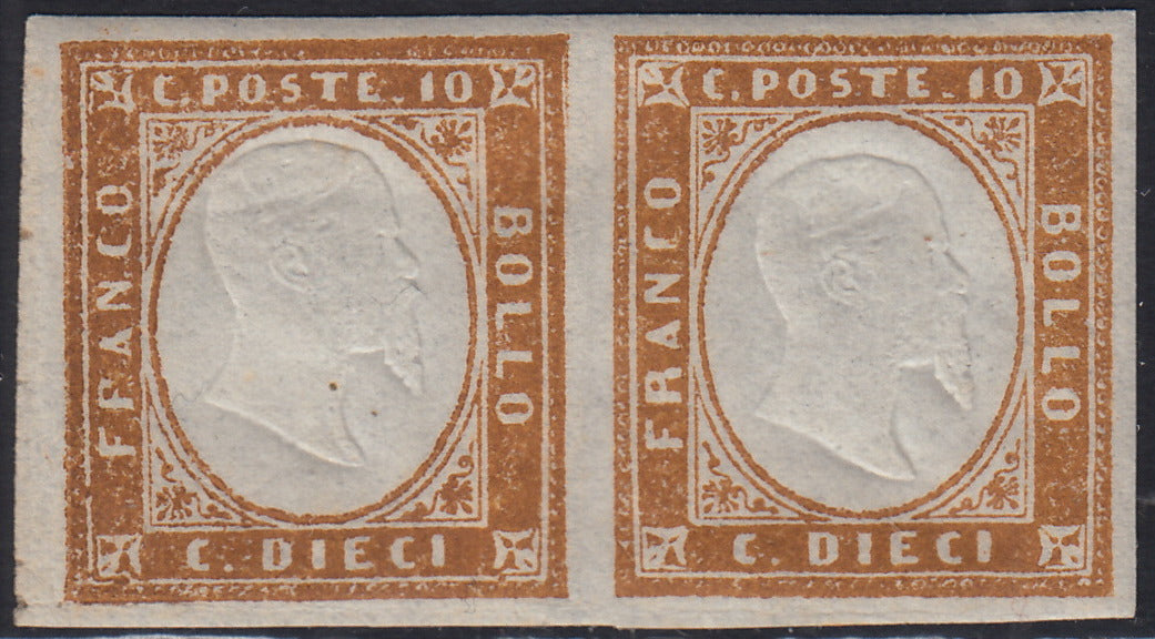 IV issue c. 10 dark chocolate brown I table pair used (14Ce)