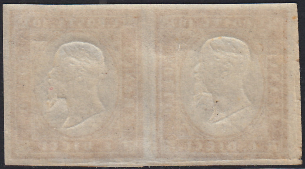 IV issue c. 10 dark chocolate brown I table pair used (14Ce)