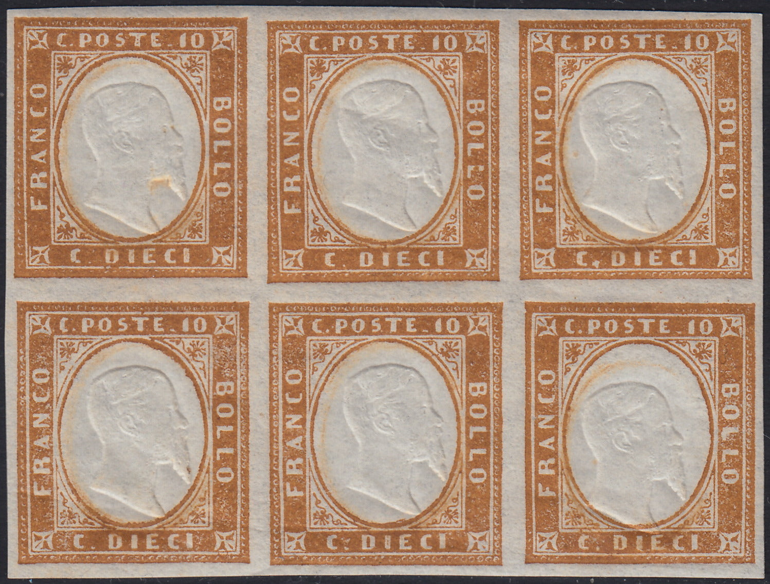 IV issue c. 10 dark chocolate brown I table pair used (14Ce)