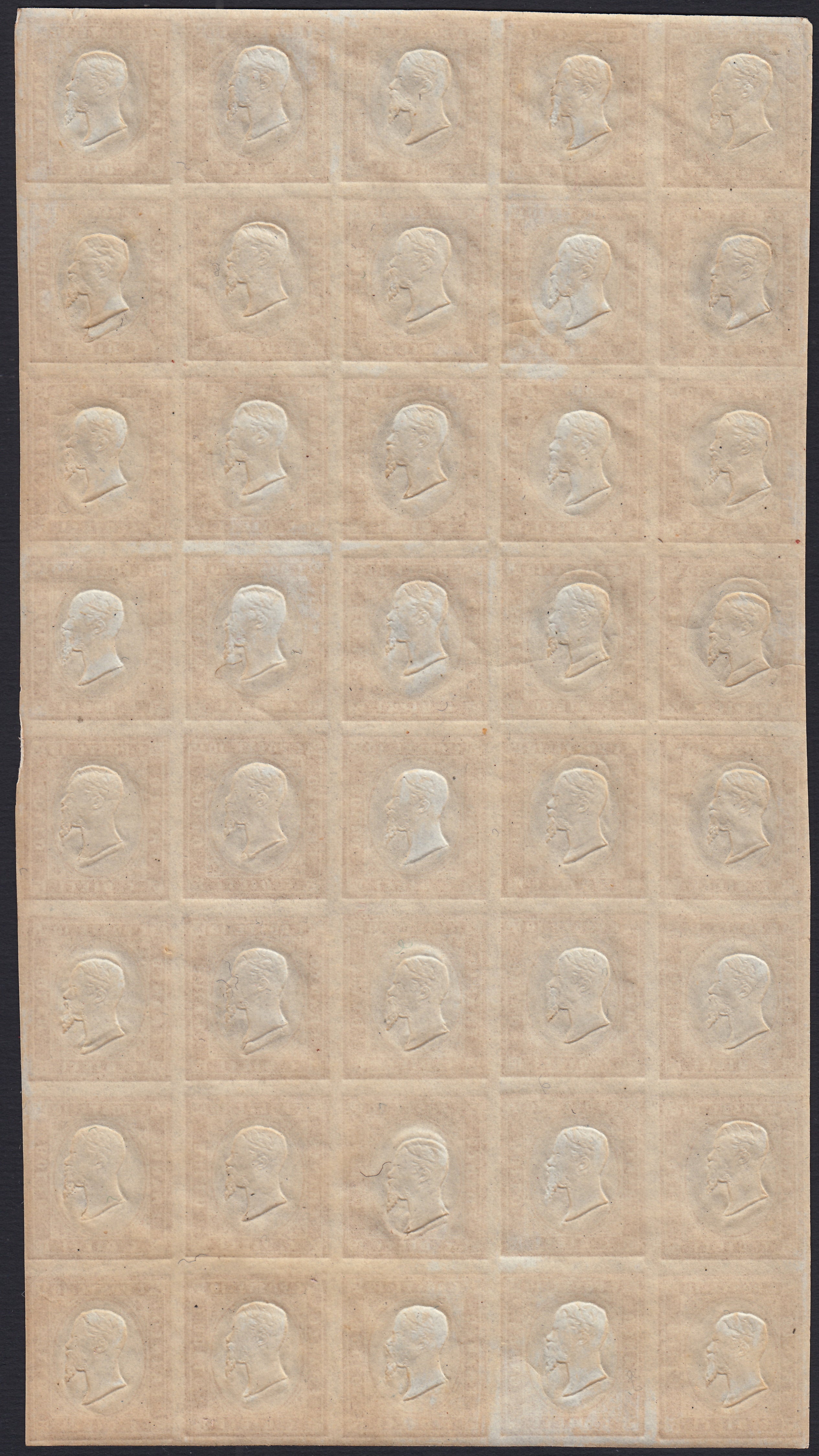 BA25_687 - 1863 - IV emissione c. 10 bistro II tavola blocco di 40 nuovo con gomma integra (14E)