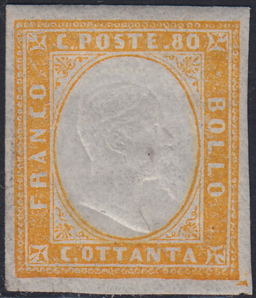 BA25_725 - 1862 - IV emissione c. 80 giallo nuovo con gomma integra (17Da)