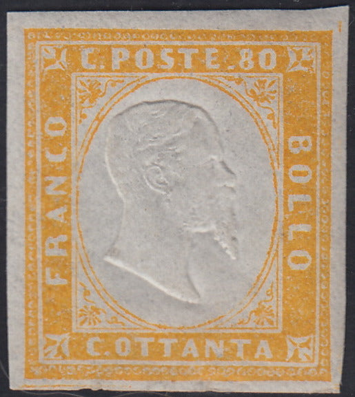 BA25_745 - 1862 - IV emissione c. 80 giallo nuovo con gomma integra (17Da)
