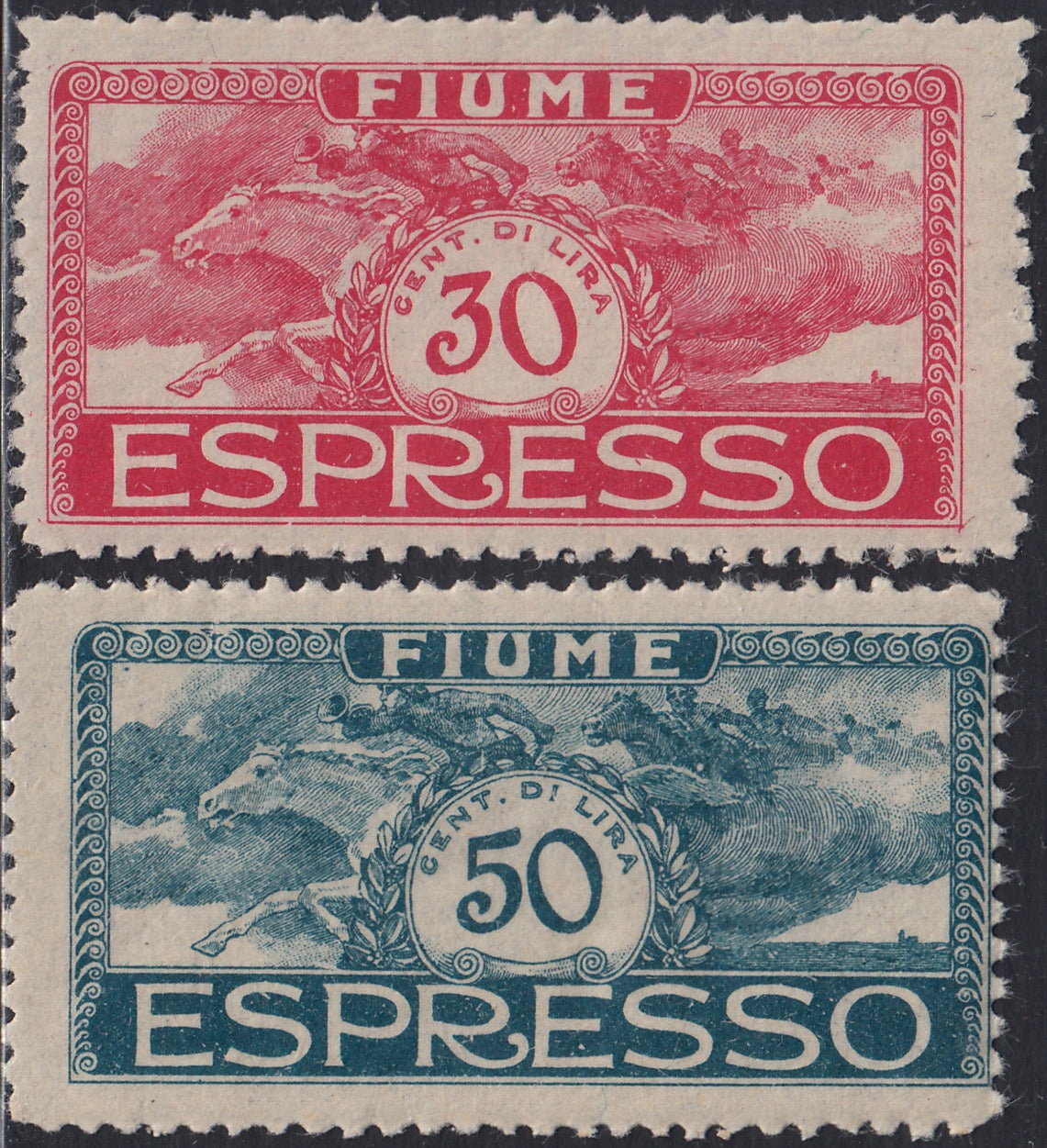 ZZ760 - Hungarian stamp from the Reapers series, 6 blue-green fillers with FUME (instead of FIUME) overprint, new (7d)