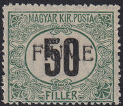 BA26_114 - 1918 - Segnatasse d'Ungheria 50 filler nero e verde filigrana C con soprastampa FIUME a macchina novo gomma integra (C3)