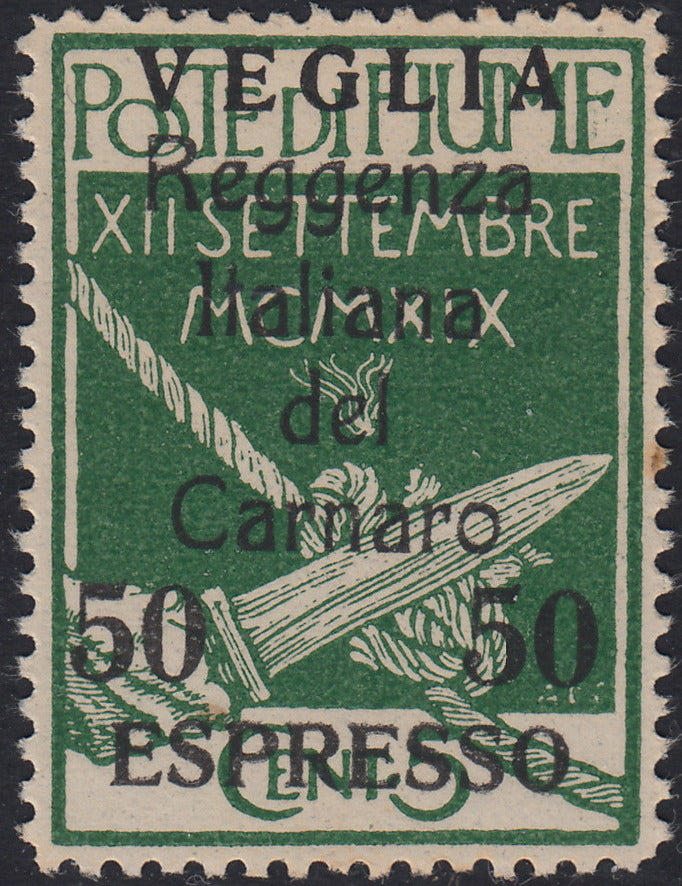 ARBE4 - Legionaries of Fiume overprinted VEGLIA in large characters, complete set of four new stamps with original rubber (1/4).