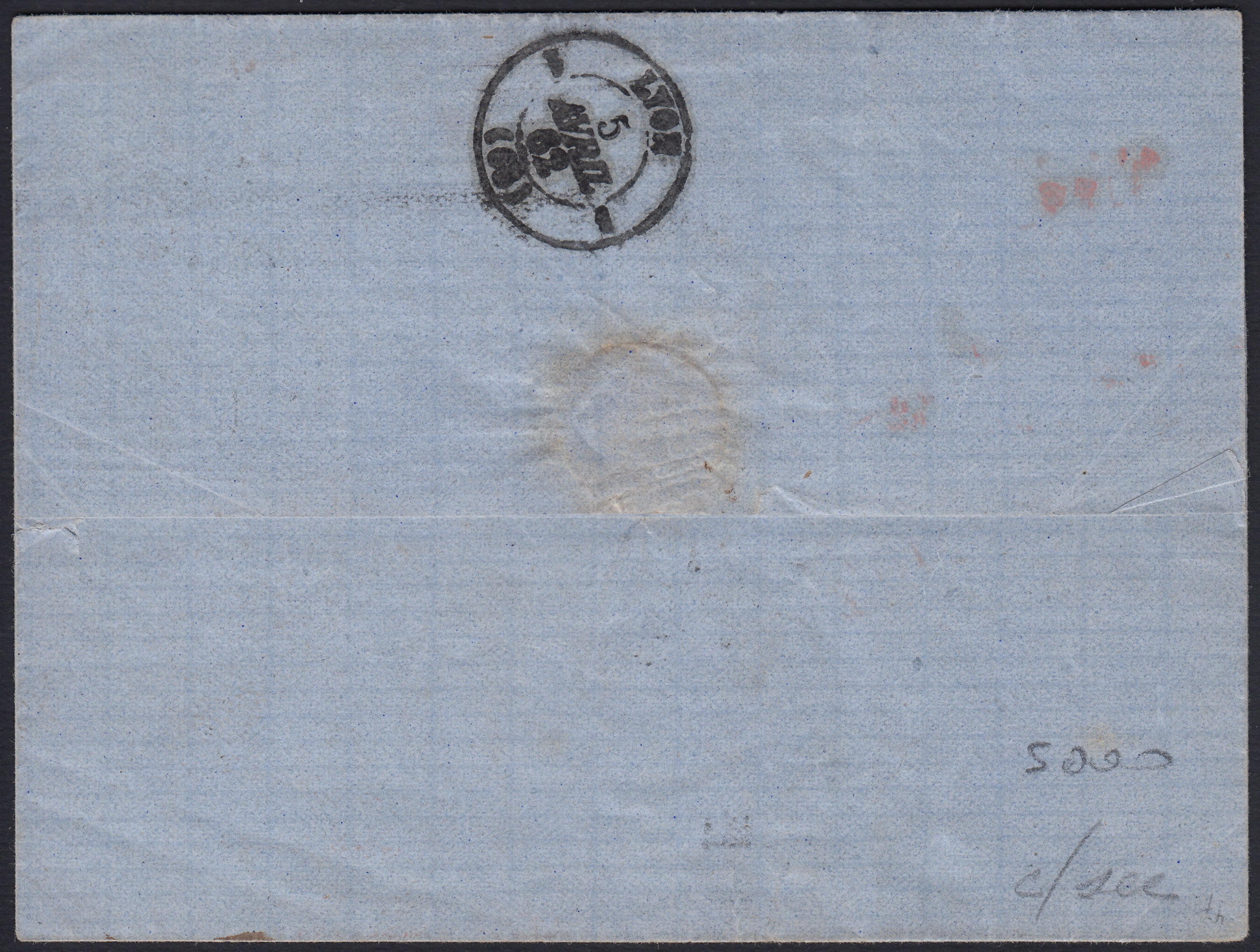 1860 - 1/2 dark blue tornese called "Croce di Savoia" used in the IL PAESE newspaper of 1/1/1861 (16b)