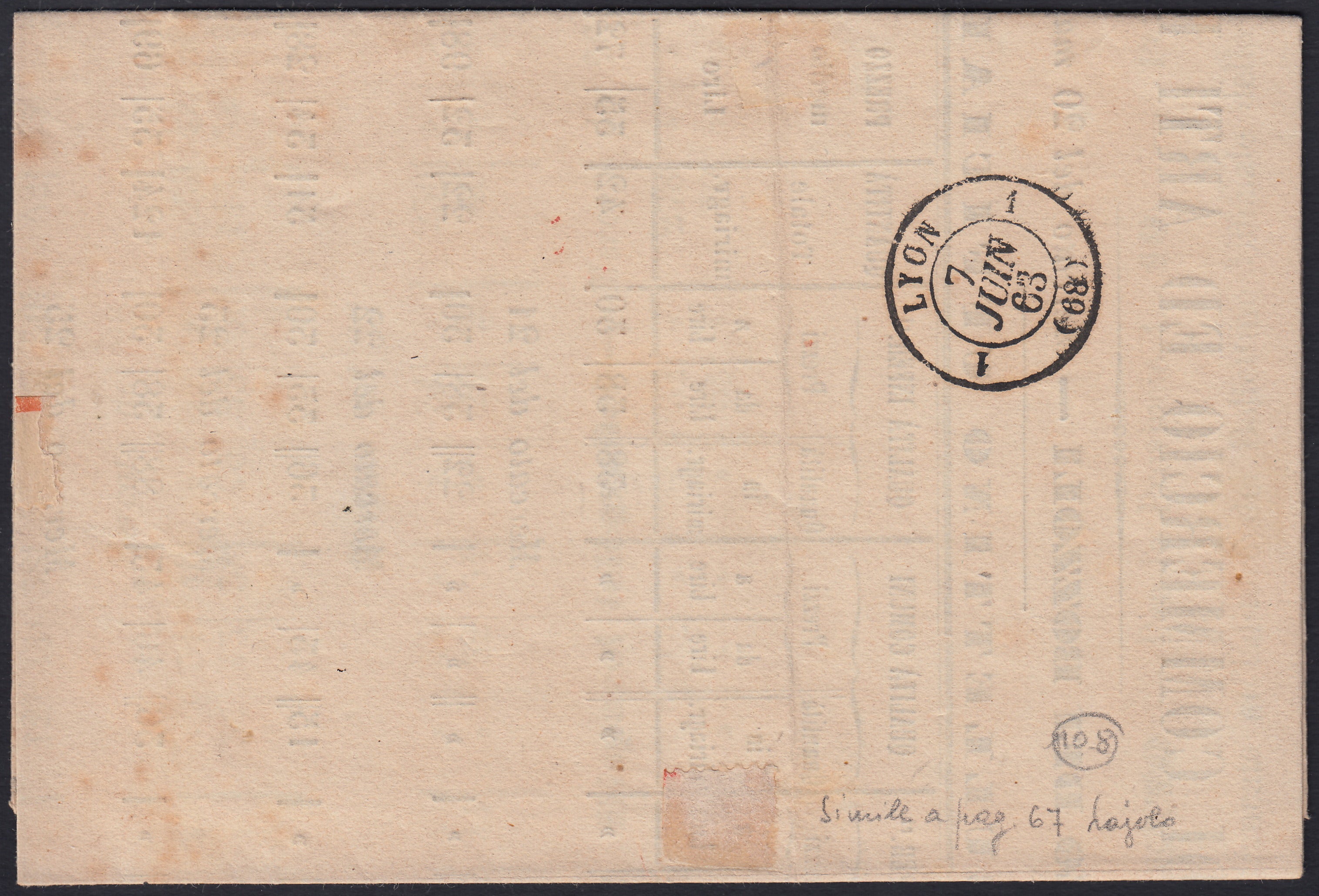 BA26_157 - 1863 - Circolare a stampa spedita da Torino per Lione 3/6/63, affrancata con c. 1 grigio nero + c.5 verde giallastro (19 + 13Da)