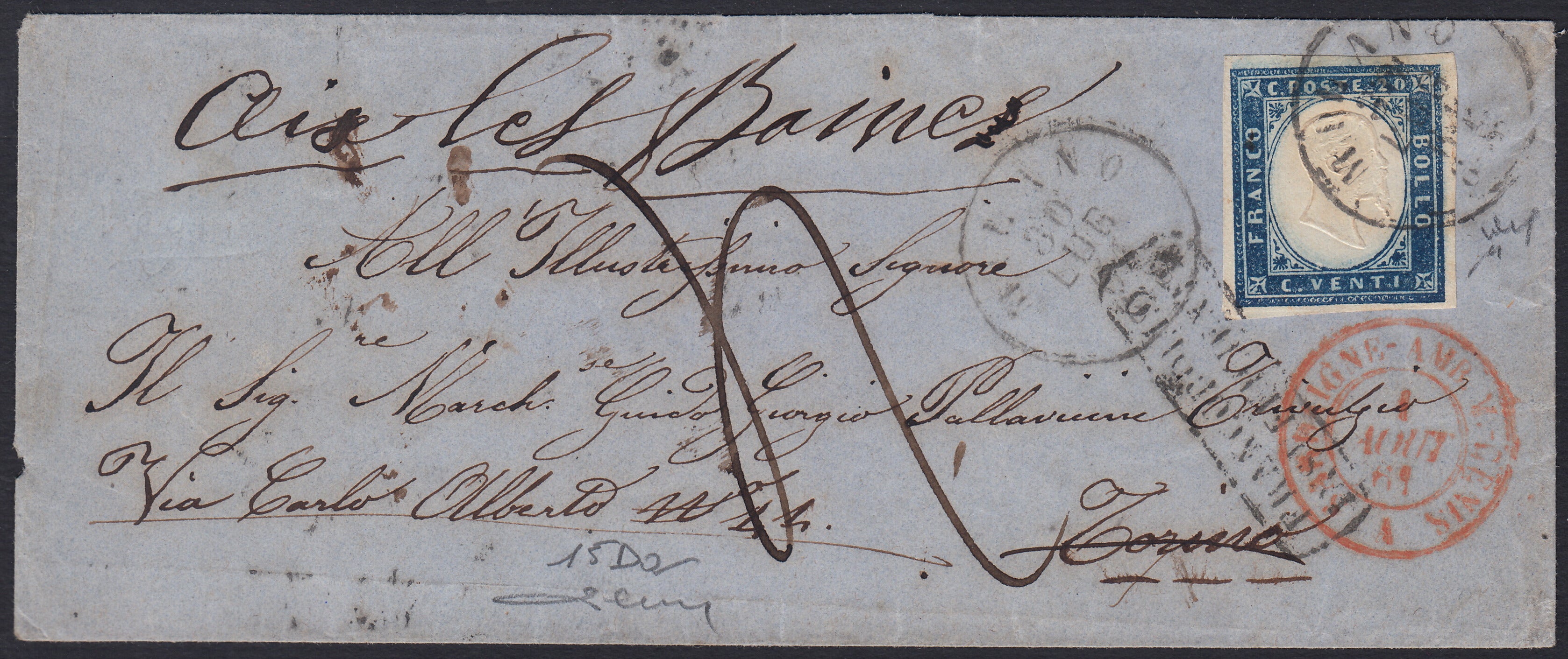 Lot 215 - Duchy of Parma, first issue c. 40 light blue used (5)