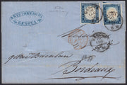 BA26_161 - 1861 - Lettera spedita da Genova per Bordeaux 10/7/61 affrancata con c. 20 azzurro oltremare due valori (15Da)