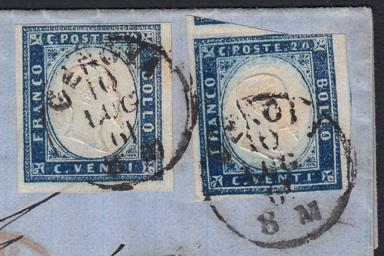 BA26_161 - 1861 - Lettera spedita da Genova per Bordeaux 10/7/61 affrancata con c. 20 azzurro oltremare due valori (15Da)