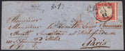 BA26_163 - 1863 - Lettera spedita da Milano per Parigi 21/2/63 affrancata con c. 30 rosso vermiglio obliterato con parte del P.D. (16Da)