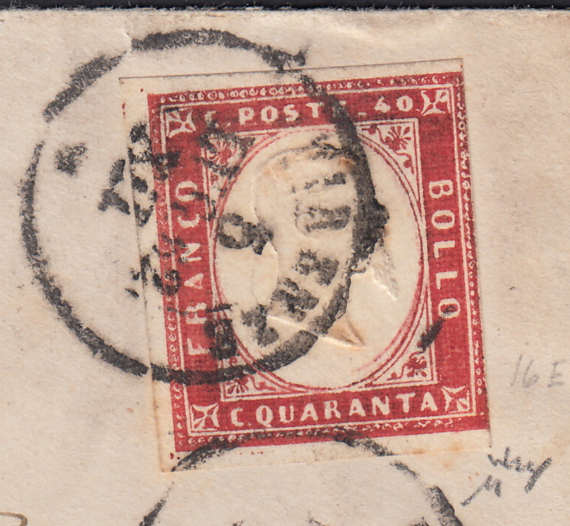 BA26_170 - 1862 - IV emissione c. 40 carminio tiratura 1860 isolato su lettera da Firenze per Parigi 5/7/62 (16Ca)