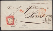 BA26_178 - 1861 - Lettera spedita da Torino per Parigi 5/6/63 affrancata con c. 40 rosso vermiglio (16Da)