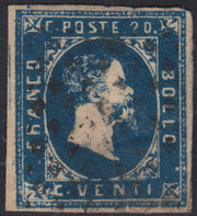 BA26_17 - 1851 - I emissione c. 20 azzurro vivo usato (2d).