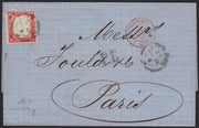 BA26_183 - 1862 - Lettera spedita da Firenze per Parigi 29/7/62 affrancata con c. 40 rosso carminio (16D)