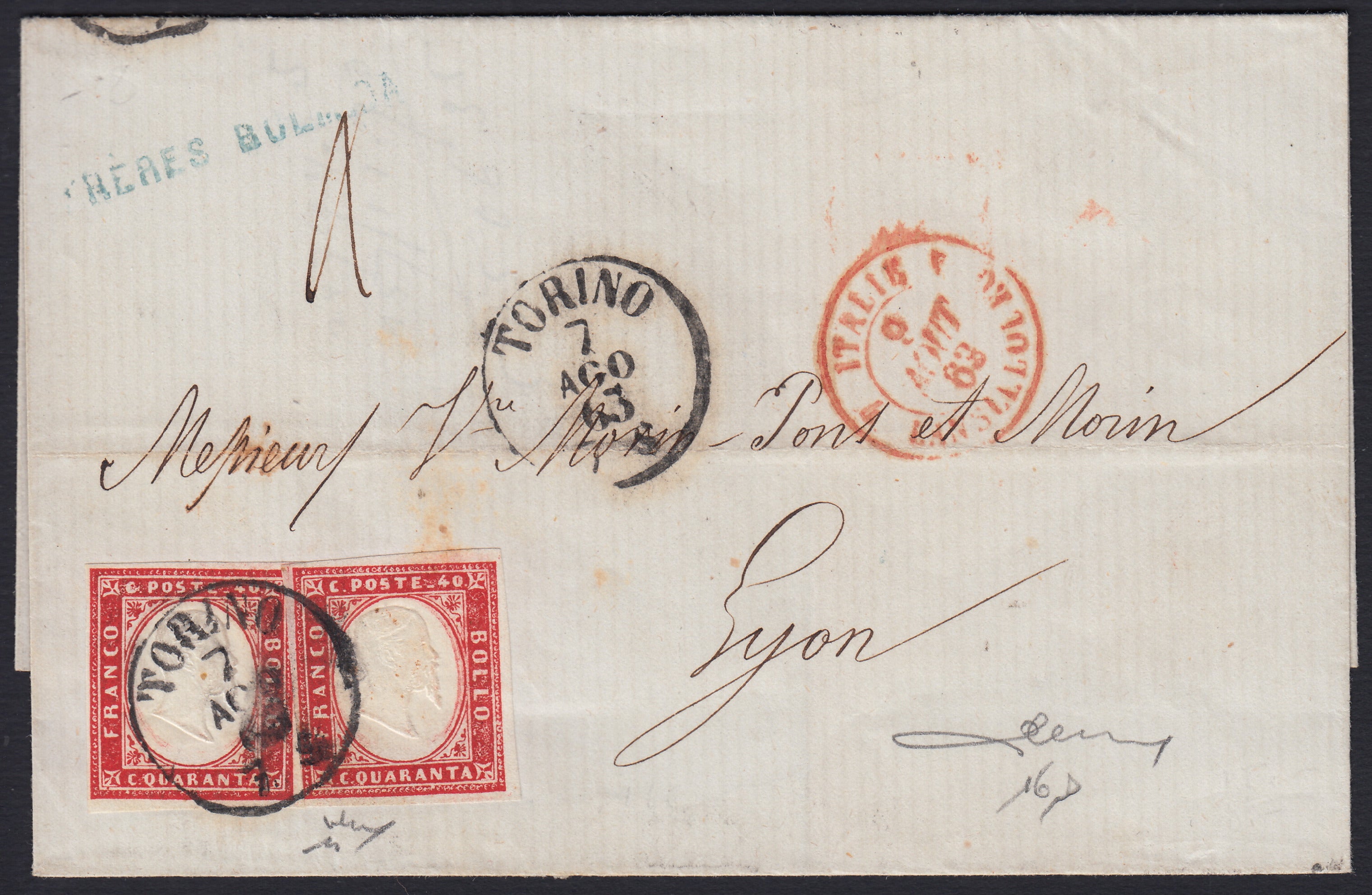 Lot 215 - Duchy of Parma, first issue c. 40 light blue used (5)
