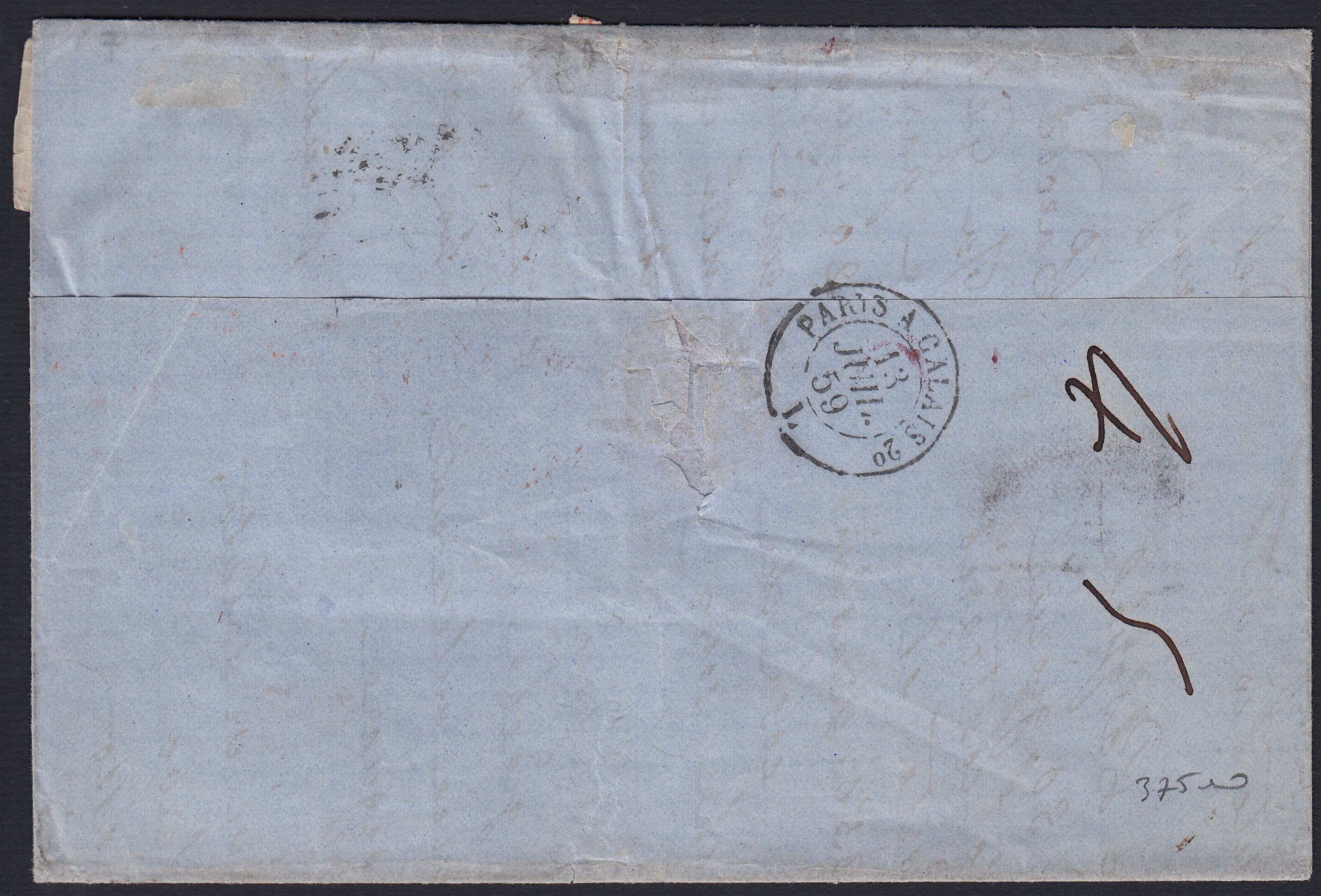 BA26_221 - 1861 - Lettera spedita da Genova per New York 11/7/59 affrancata con c. 40 vermiglio mattone tiratura 1859 sei esemplari (16Ba)