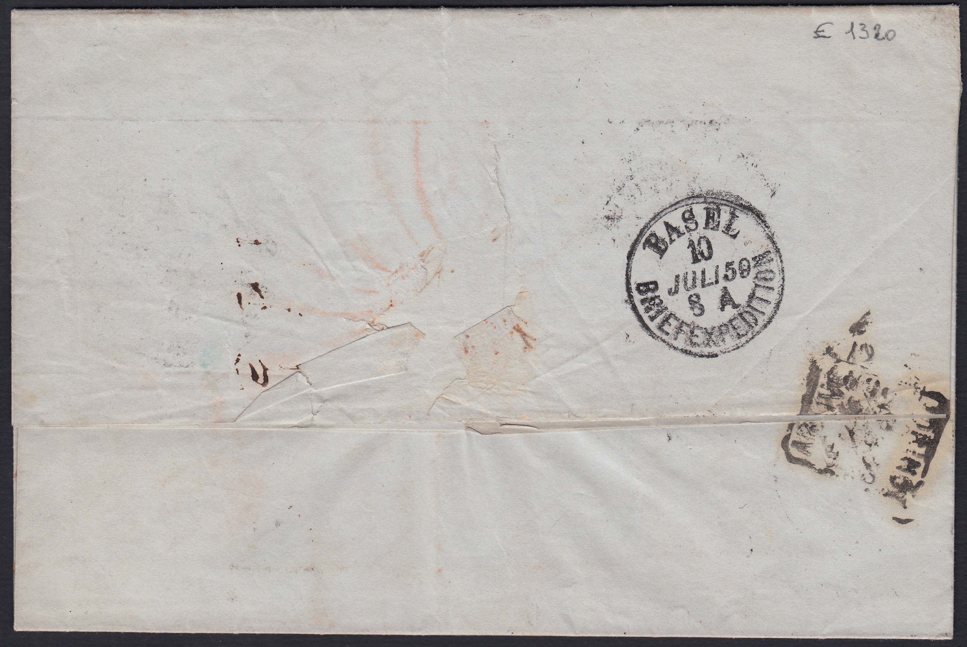 BA26_227 - 1860 - Lettera proveniente da Francoforte e giunta tramite il Verbano a Torino, con segnatasse c. 65 (3).