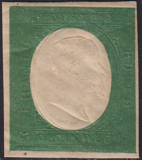 1860 - 1/2 tornese azul oscuro llamado "Croce di Savoia" utilizado en el periódico IL PAESE del 1/1/1861 (16b)