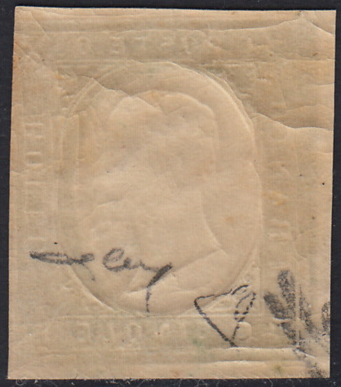 1860 - 1/2 tornese azul oscuro llamado "Croce di Savoia" utilizado en el periódico IL PAESE del 1/1/1861 (16b)