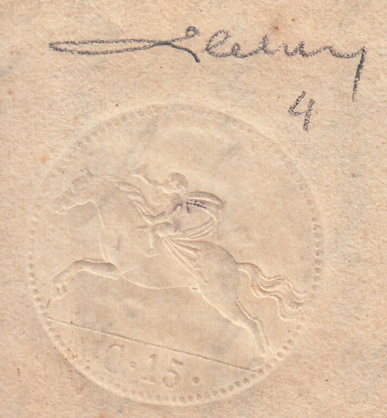 BA26_4 - 1820 - Cavallini, emissione definitiva c. 15 a secco (senza piega) su lettera diretta a Vignale nel 1823 (4)