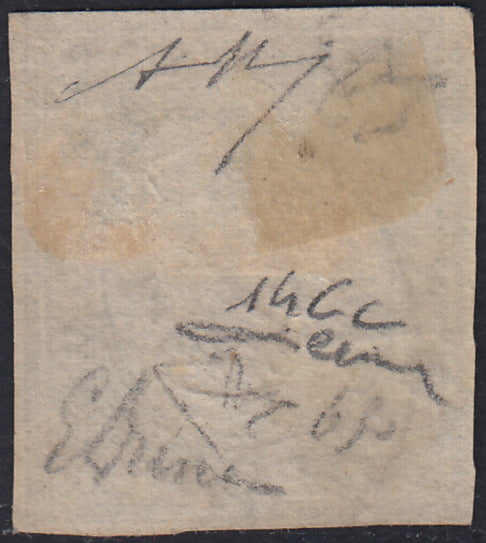 1860 - 1/2 tornese azul oscuro llamado "Croce di Savoia" utilizado en el periódico IL PAESE del 1/1/1861 (16b)