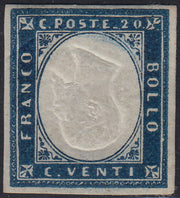 BA26_60 - 1861 - IV emissione c. 20 celeste II tavola effigie capovolta nuovo con gomma (15Da).