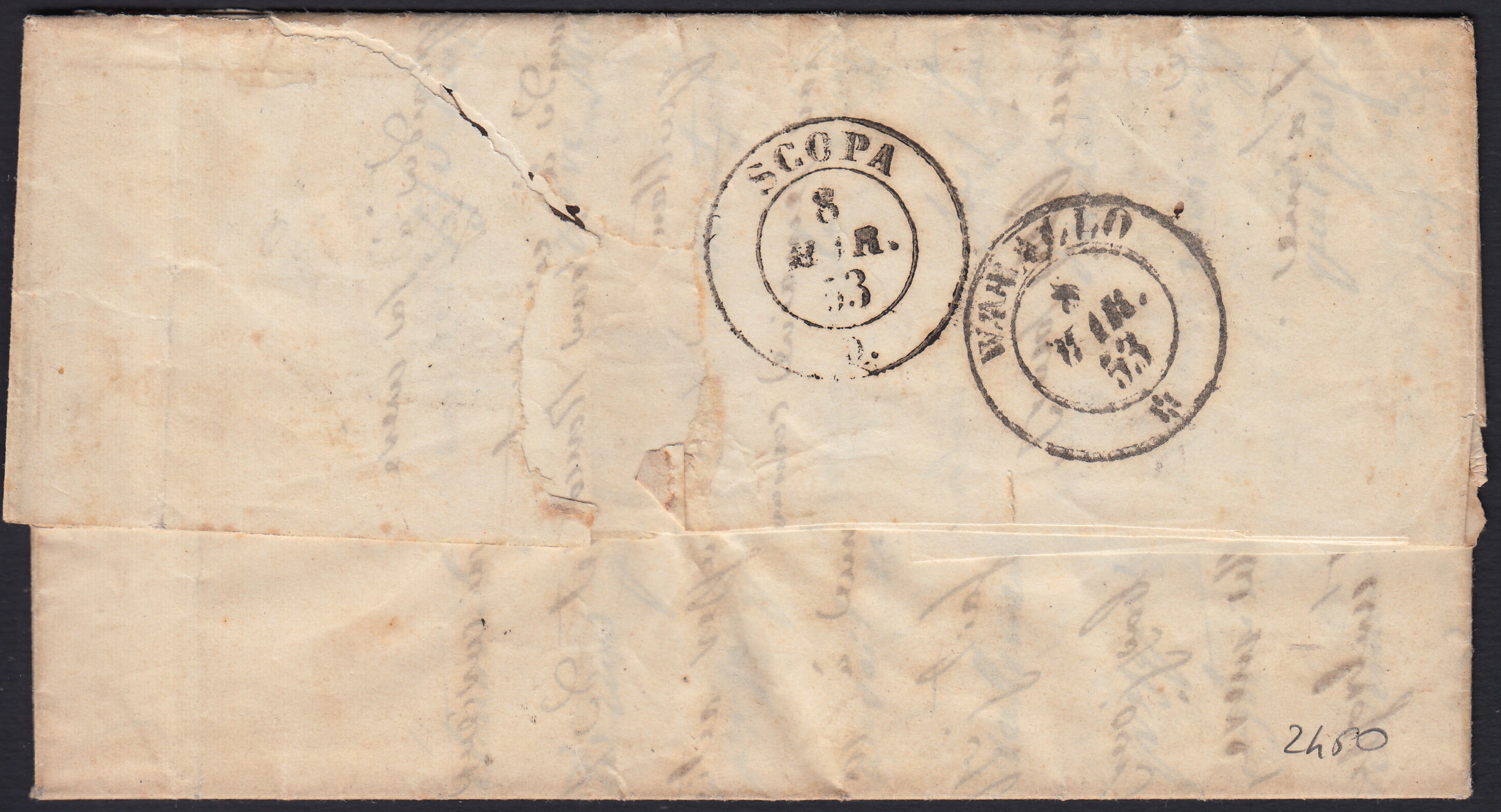 BA26_6 - 1853 - I emissione c. 20 azzurro su lettera spedita da Novara per Alagna 7/3/53 (2)