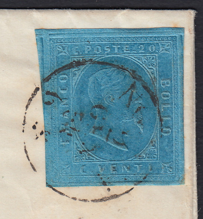 BA26_7 - 1854 - II emissione c. 20 azzurro su lettera spedita da Novara per Ivrea 2/1/54 (5)
