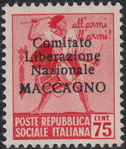 BA26_88 - 1945 - Maccagno, c. 75 rosa carminio con soprastampa nera "Comitato Liberazione Nazionale MACCAGNO" nuovo con gomma originale (4)