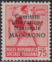 BA26_89 - 1945 - Maccagno, c. 75 rosa carminio con soprastampa nera "Comitato Liberazione Nazionale MACCAGNO" nuovo con gomma originale (4)