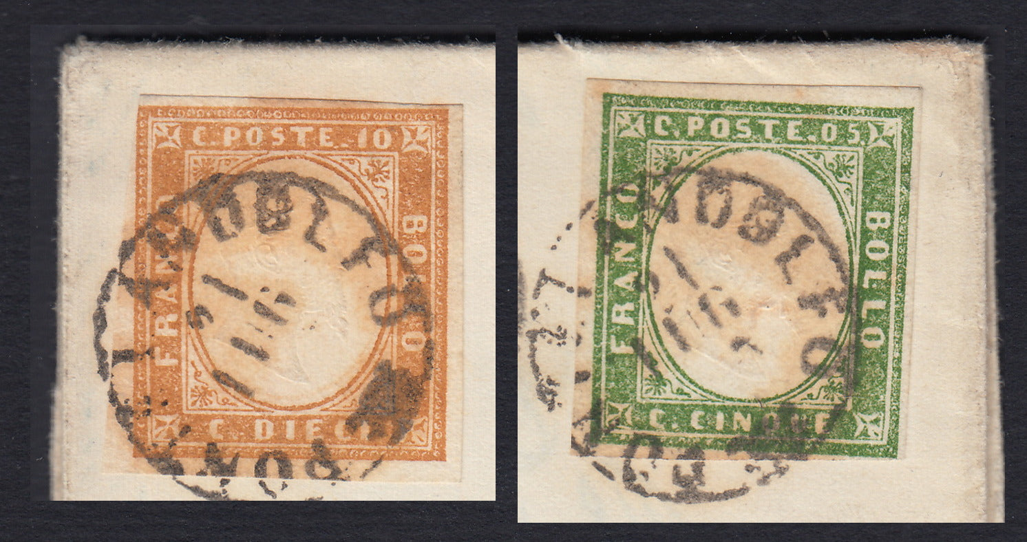 BA26_8 - 1863 - IV emissione c. 5 verde giallastro chiaro IV composizione + c. 10 bistro II tavola su lettera da Pontelandolfo per Ruosina 21/7/63 (13Db + 14E)