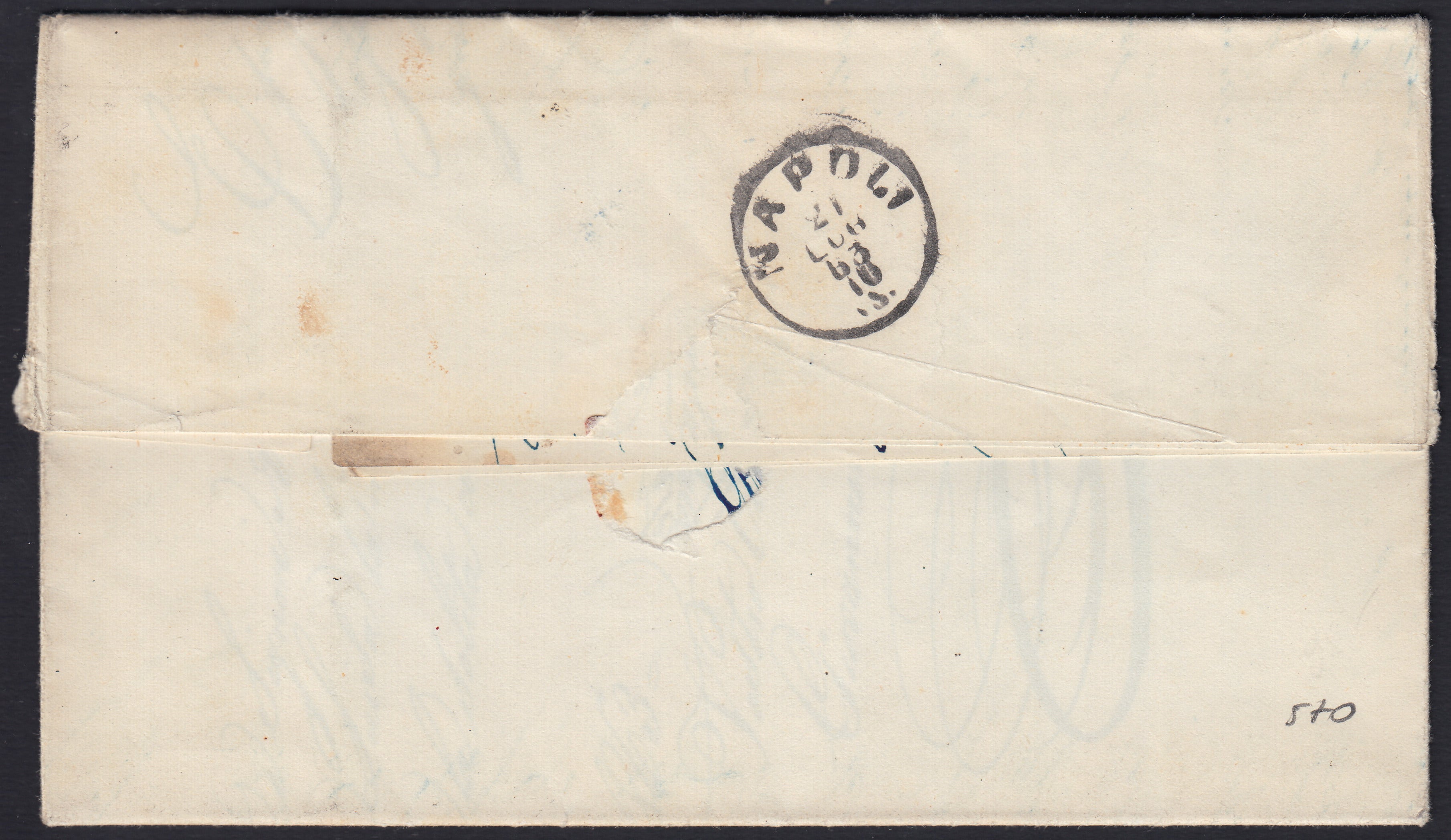 BA26_8 - 1863 - IV emissione c. 5 verde giallastro chiaro IV composizione + c. 10 bistro II tavola su lettera da Pontelandolfo per Ruosina 21/7/63 (13Db + 14E)