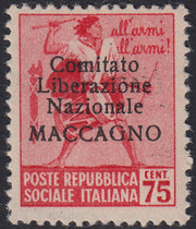 BA26_90 - 1945 - Maccagno, c. 75 rosa carminio con soprastampa nera "Comitato Liberazione Nazionale MACCAGNO" nuovo con gomma integra (4)