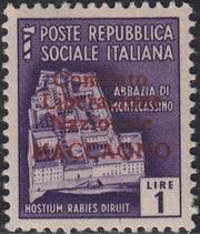 BA26_93 - 1945 - Maccagno, L. 1 violetto con soprastampa carminio "Comitato Liberazione Nazionale MACCAGNO" nuovo con gomma integra (5)