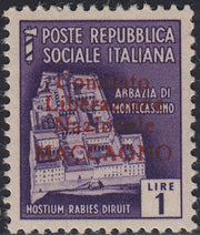 BA26_94 - 1945 - Maccagno, L. 1 violetto con soprastampa carminio "Comitato Liberazione Nazionale MACCAGNO" nuovo con gomma integra (5)