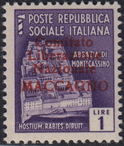 BA26_97 - 1945 - Maccagno, L. 1 violetto con soprastampa carminio "Comitato Liberazione NazioUale MACCAGNO" nuovo con gomma integra (5)