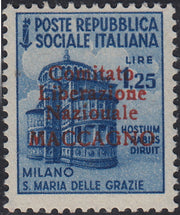 BA26_99 - 1945 - Maccagno, L. 1,25 azzurro con soprastampa carminio "Comitato Liberazione Nazionale MACCAGNO" nuovo con gomma integra (6)