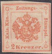 BM20_481 - 1873 - Segnatasse per giornali, 2kr. rosso ristampa ufficiale nuova con gomma (R32)