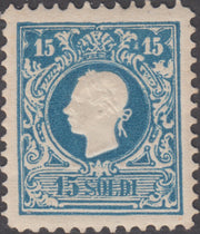 BM20_482 - 1866 - II emissione s.15 azzurro ristampa ufficiale dentellatura 12 nuova con gomma (R10)