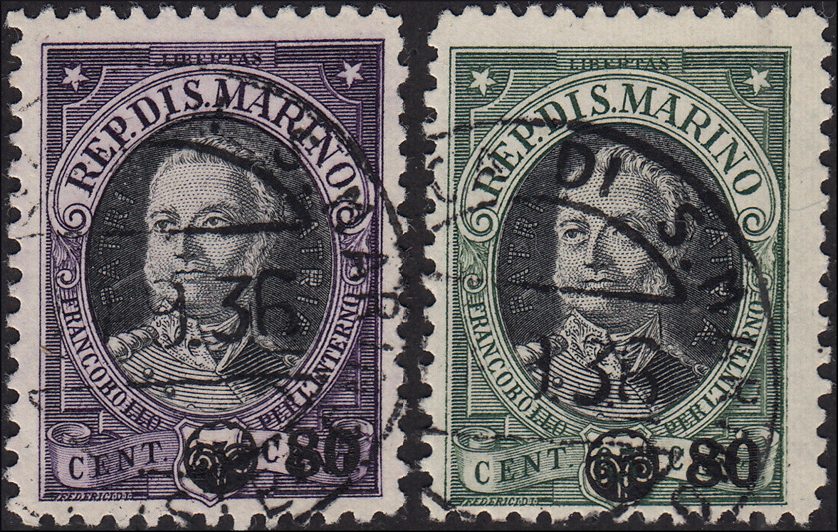 BM20_682 - 1936 - Serie "Onofri" soprastampati con nuovo valore da c. 80, serie dei due valori usata (206, 207)