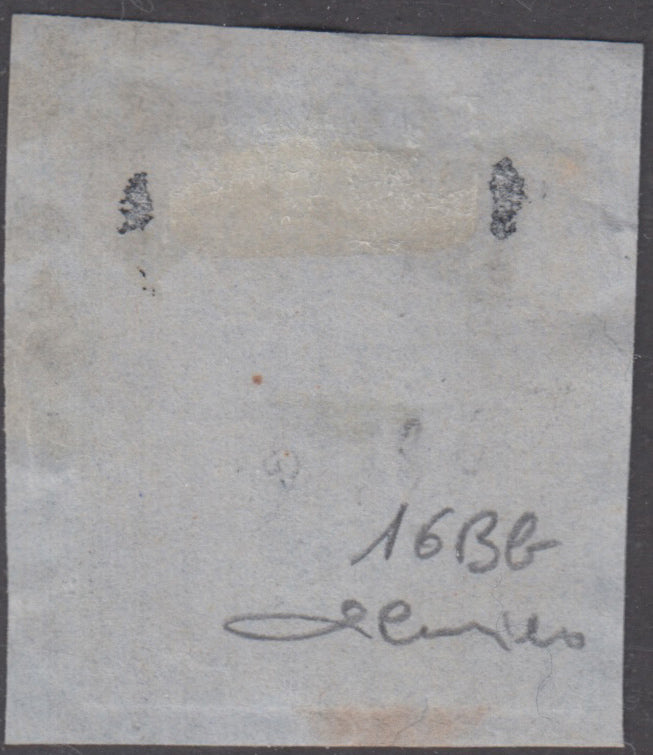 1860 - 1/2 dark blue tornese called "Croce di Savoia" used in the IL PAESE newspaper of 1/1/1861 (16b)