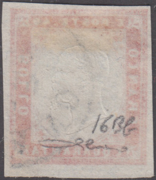 1860 - 1/2 dark blue tornese called "Croce di Savoia" used in the IL PAESE newspaper of 1/1/1861 (16b)