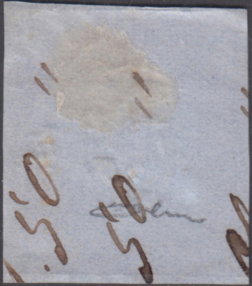 1860 - 1/2 dark blue tornese called "Croce di Savoia" used in the IL PAESE newspaper of 1/1/1861 (16b)