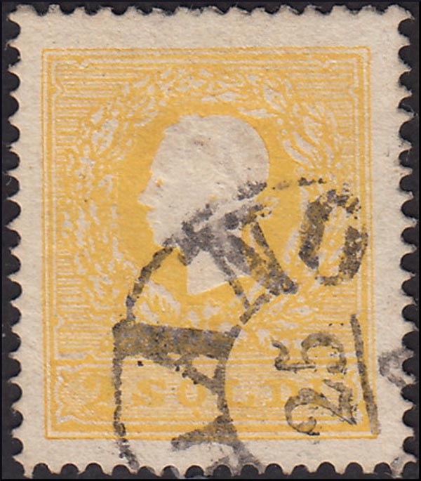 I issue, c. 5 ocher yellow with reversed counterprint, used (13)
