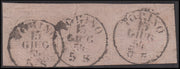 BO22-64 - 1853, II emissione c. 40 rosa chiaro striscia di tre esemplari usata Torino 15/6/54 (6).