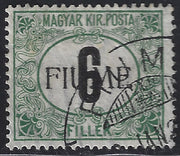 BO23-23 - 1918 - Hungarian tax postmarks 6 black and green filler watermark C with machine-made FIUME overprint used (C1).